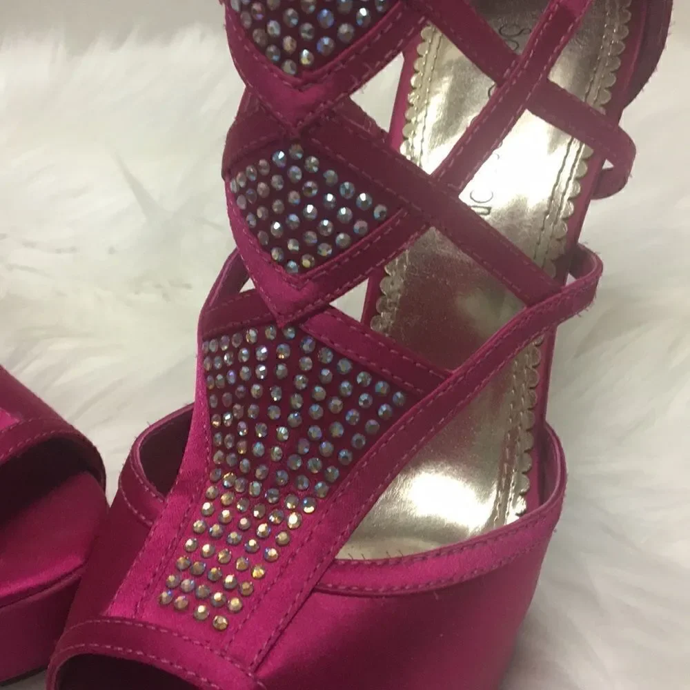 Hot Pink Sole Obsession Satin Evening Shoe